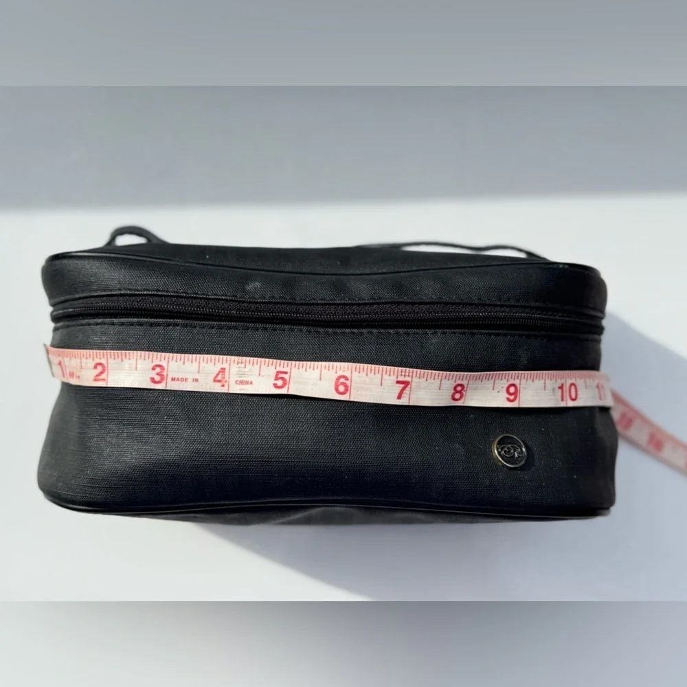 Vintage Oscar de la Renta Black Cosmetic Toiletry Travel Bag with Handle